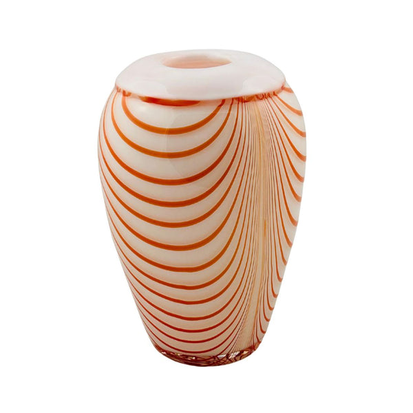 Feathered Overlay Vase - Peppermint Schnapps