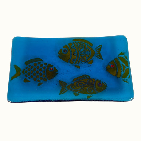 Small Tray - Light Blue Fish w/ Murrini Eyes