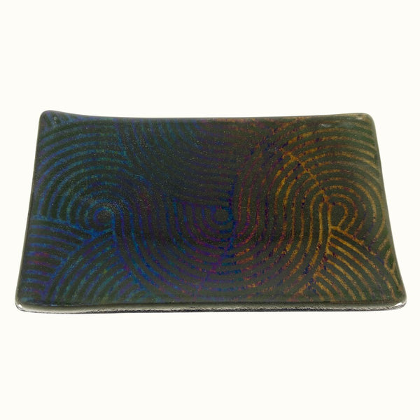 Small Tray - Black Rainbow Dichroic Weave