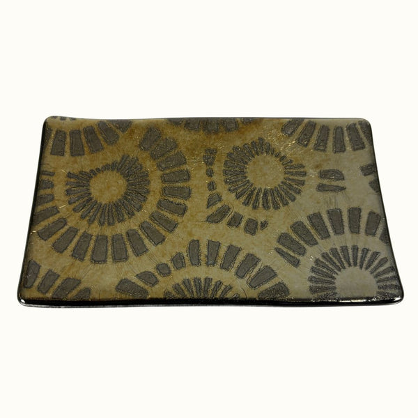 Small Tray - Black Gold Dichroic Sunflowers