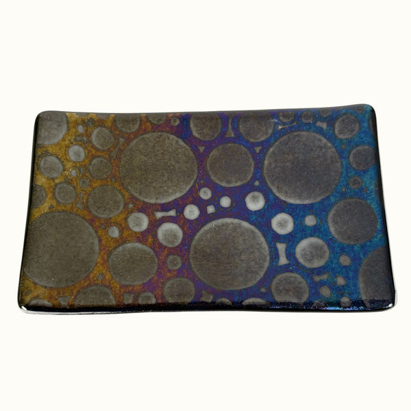 Small Tray - Black Rainbow Dichroic Bubbles