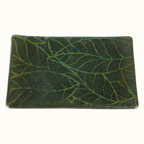 Small Tray - Black Dichroic Leaves