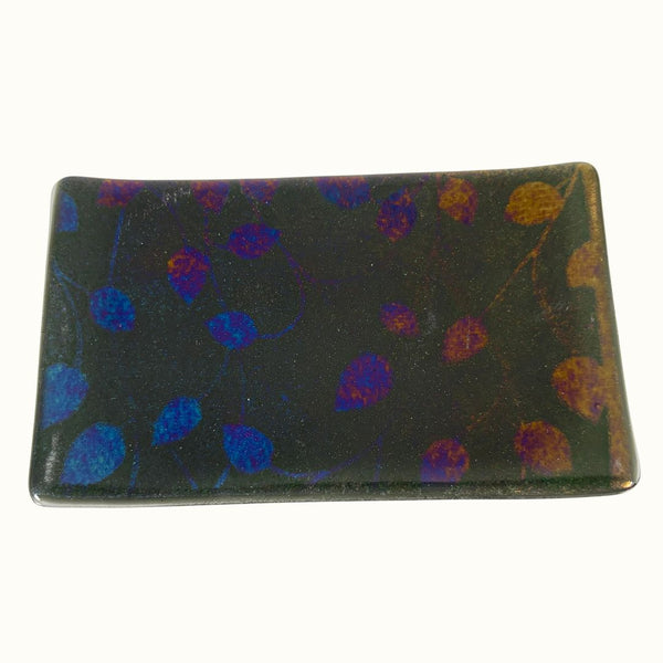 Small Tray - Black Rainbow Dichroic Vine