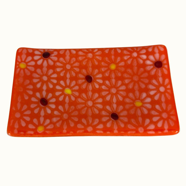 Small Tray - Orange Flowers w/ Murrini