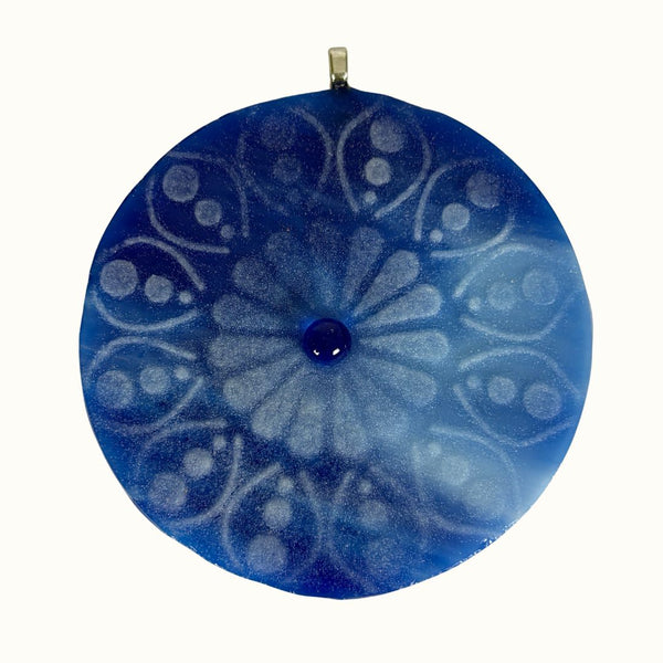 Fused Ornament - Blue Gem Mandala