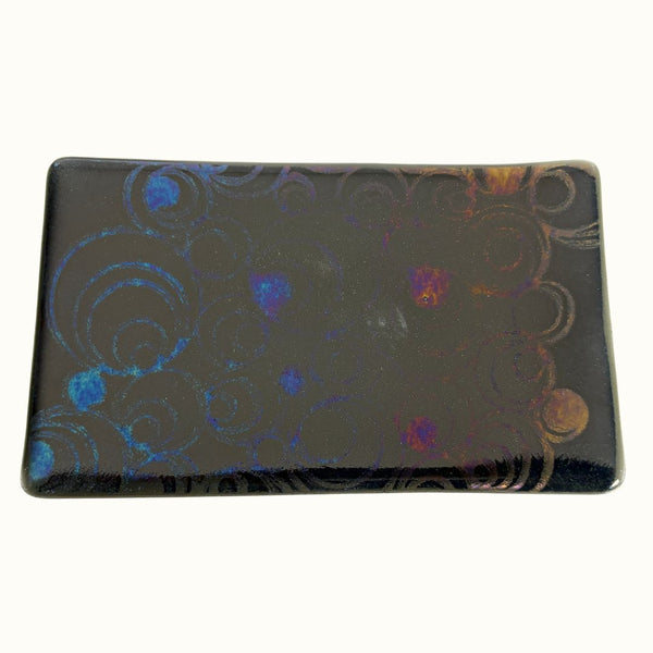 Small Tray - Black Rainbow Dichroic Circles