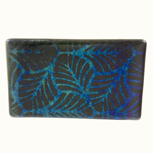Small Tray - Black Dichroic Monstera Leaves