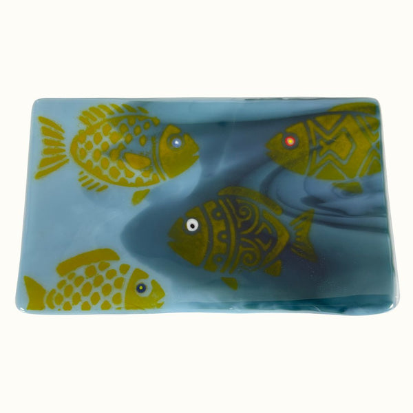 Small Tray - Marbled Blue Fish w/ Murrini Eyes