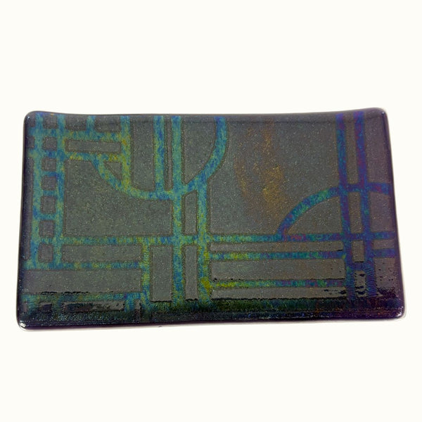 Small Tray - Purple Dichroic City Grid