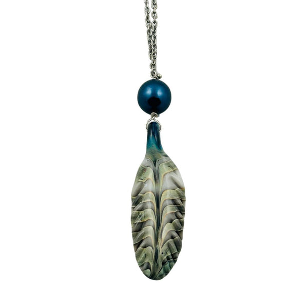 Feather w/ Black Pearl Necklace