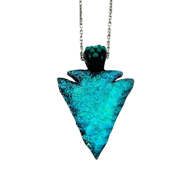 Dichroic Arrowhead Necklace - Aqua