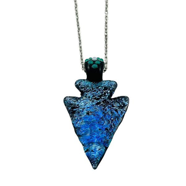 Dichroic Arrowhead Necklace - Blue