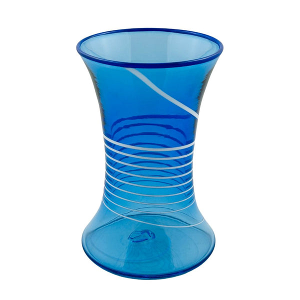 White Stripe Hourglass Vase - Blue