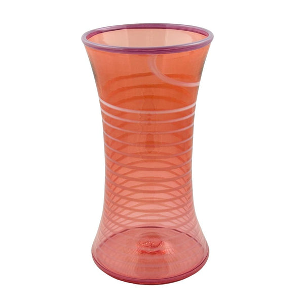White Stripe Hourglass Vase - Red