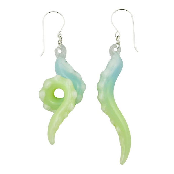 Glass Octopus Tentacle Earrings - Specter