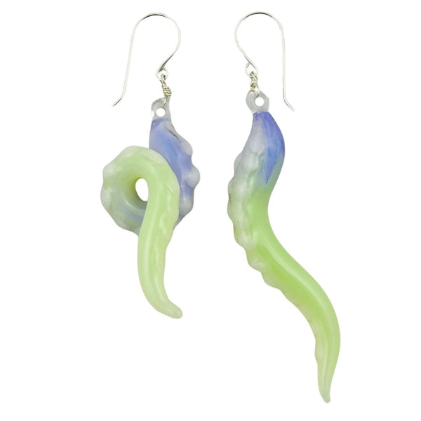 Glass Octopus Tentacle Earrings - Lilac