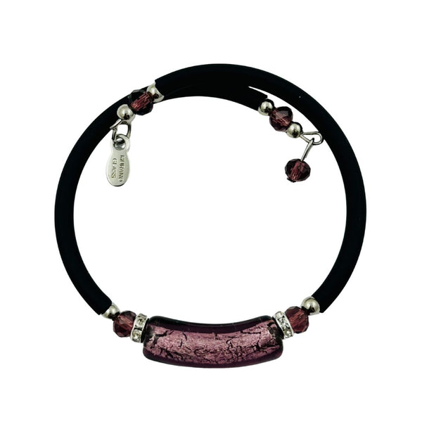 Glass Bead Rubber Bracelet - Crushed Velvet