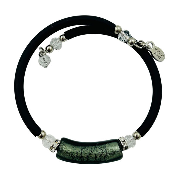 Glass Bead Rubber Bracelet - Onyx