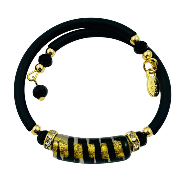 Glass Bead Rubber Bracelet - Fleur de Lis