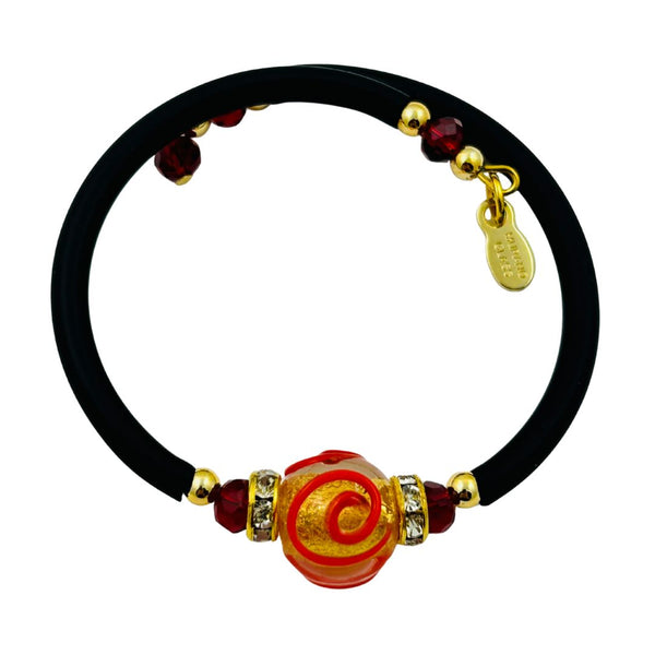 Glass Bead Rubber Bracelet - Cherry Slushie