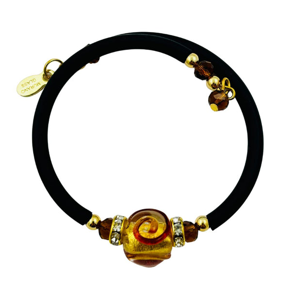 Glass Bead Rubber Bracelet - Dulce de Leche