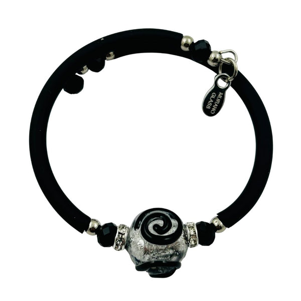 Glass Bead Rubber Bracelet - Ink Stain