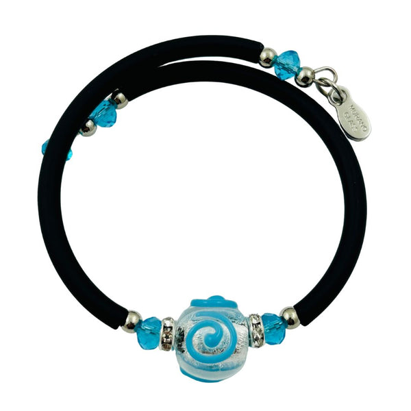 Glass Bead Rubber Bracelet - Serenity