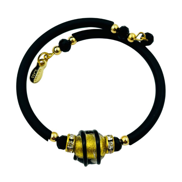 Glass Bead Rubber Bracelet - Fleur de Lis