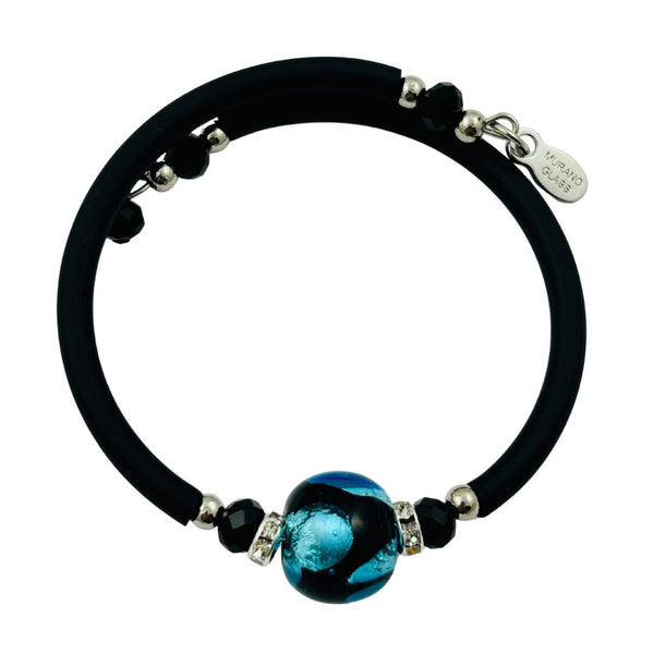 Glass Bead Rubber Bracelet - Frostbite