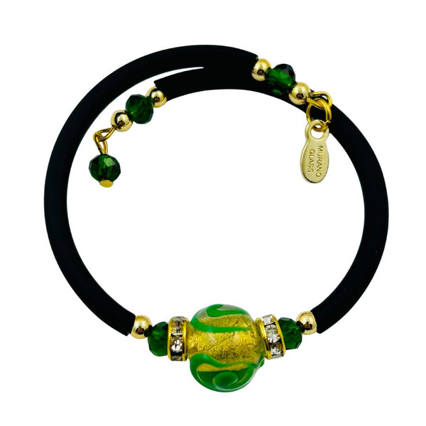 Glass Bead Rubber Bracelet - Irish Whiskey