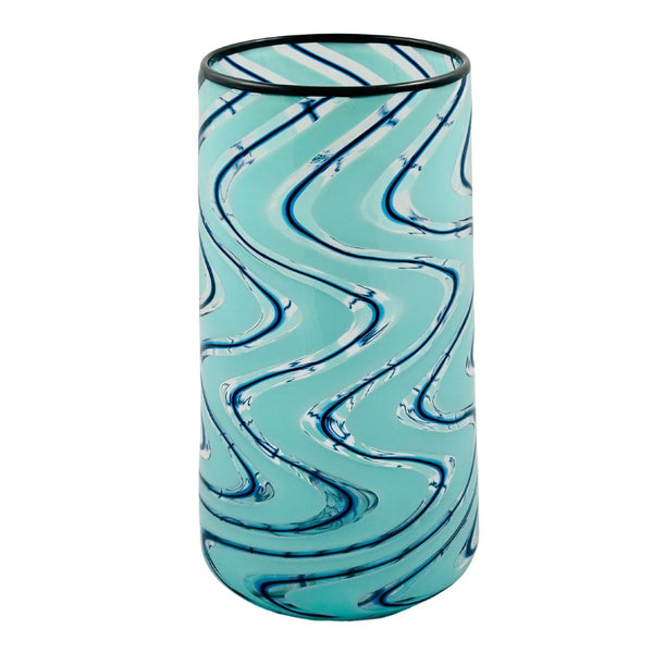 Swirl Vase - Light Blue w/ Black Lip