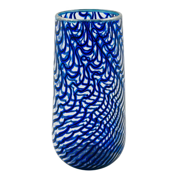 Swirl Vase - Cobalt Blue w/ Light Blue Lip