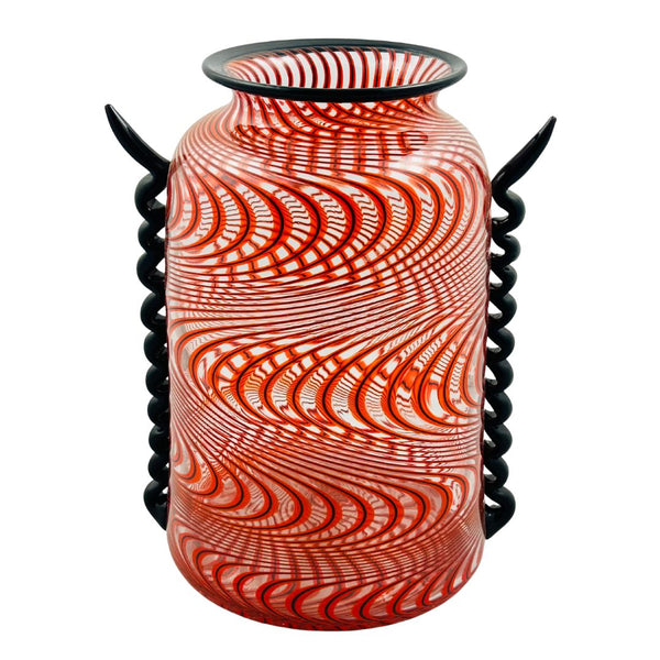 Swirl Vase - Red w/ Black Accents