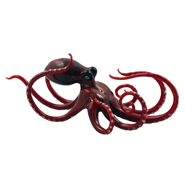 Large Glass Octopus - Crimson