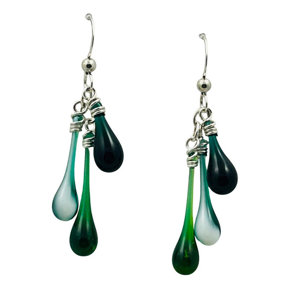 Trio Glass Earrings - Green River