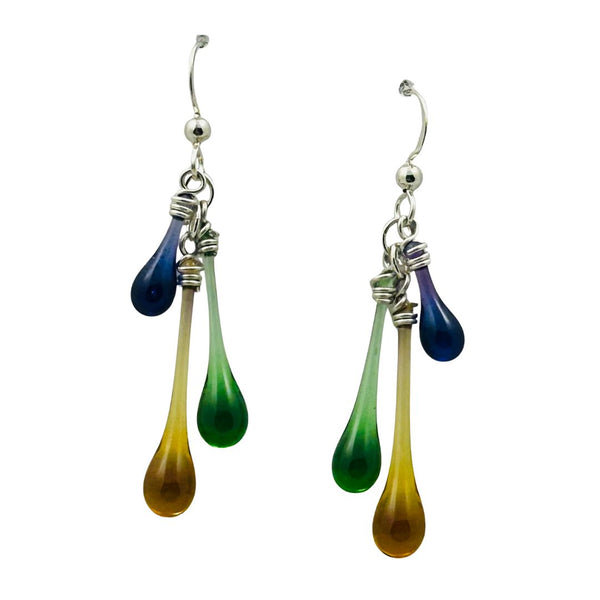 Trio Glass Earrings - Mardi Gras