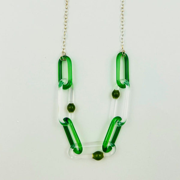 Color Link Chain Necklace - Green