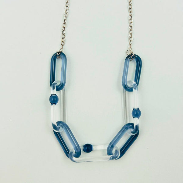 Color Link Chain Necklace - Steel Blue