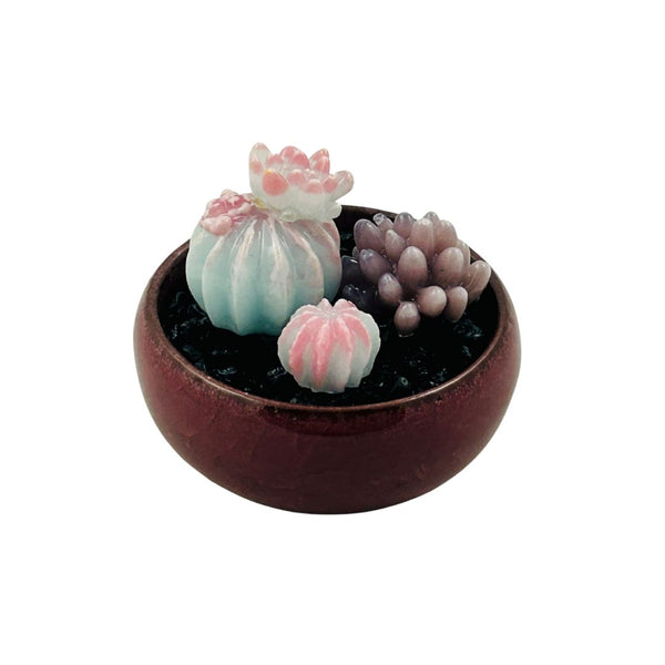Colored Bonsai Pot Glass Succulent - 06