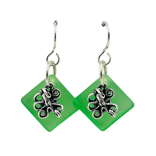 Octopus Charm Earrings - Pistachio
