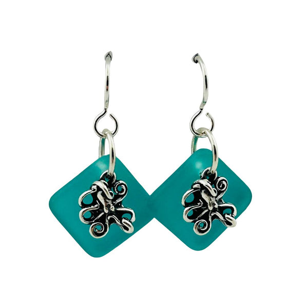 Octopus Charm Earrings - Turquoise