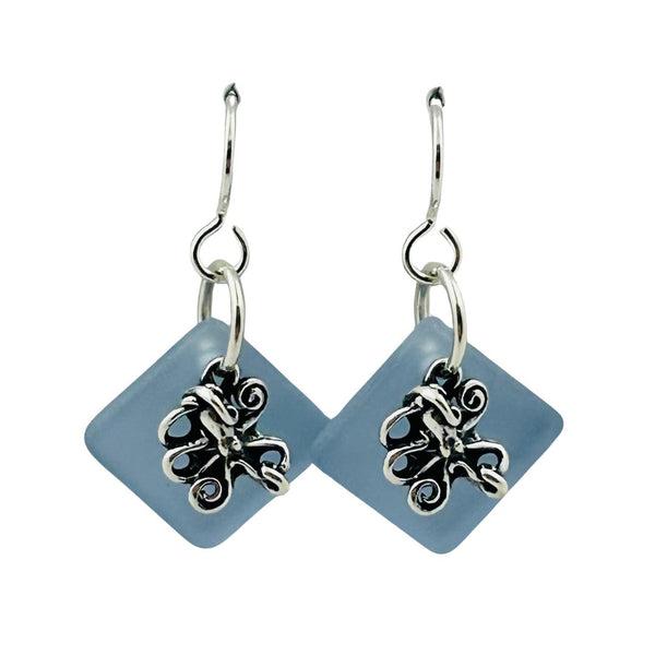 Octopus Charm Earrings - Arctic Blue
