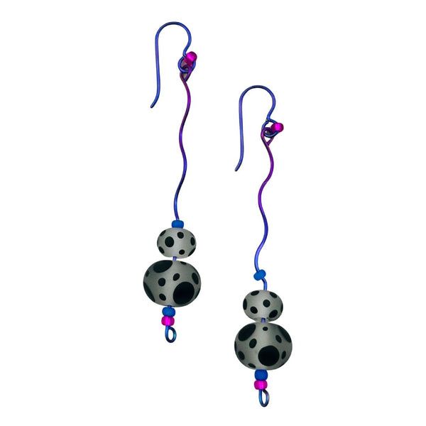 Bead Niobium Earrings - Dalmatian