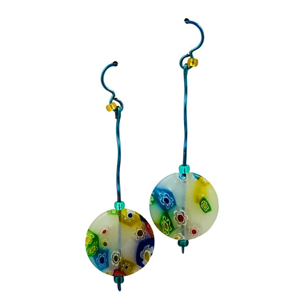 Millefiori Circle Bead Earrings - #01