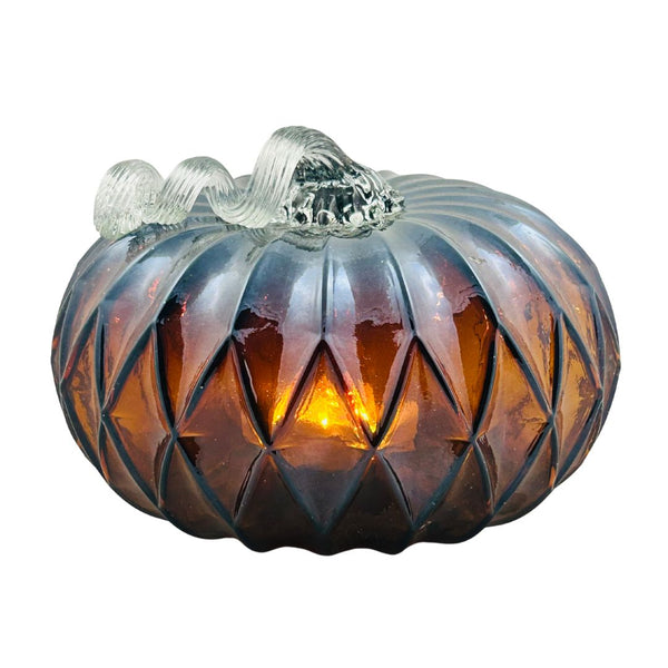 Large Amber Facet Pumpkin w/ Light