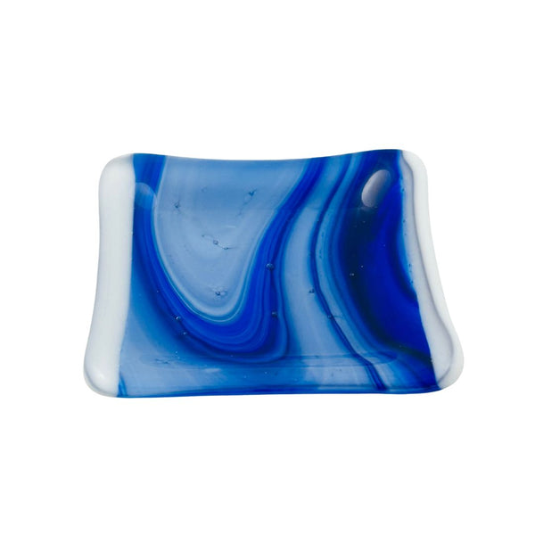 Bungalow Small Square Plate - Cobalt Swirl
