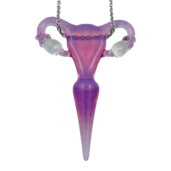Reproductive Necklace - Pink Uterus w/ Opal Eggs