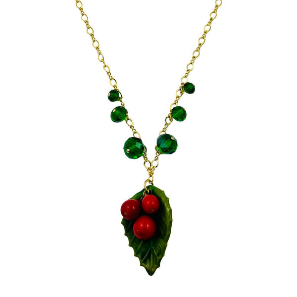 Holly Leaf Necklace - Red