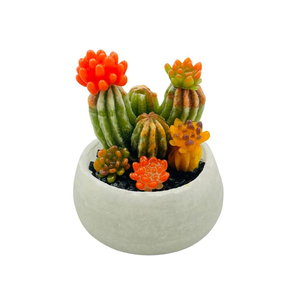Pâte de Verre Bowl w/ Multi Large Succulents
