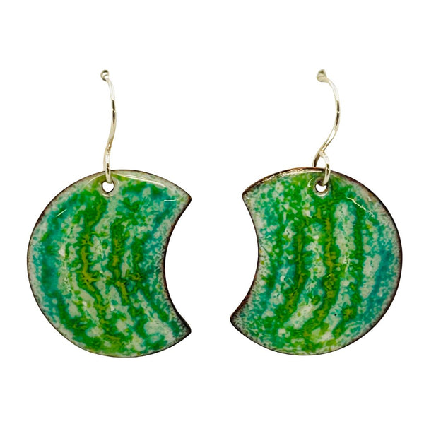 Gas Cloud Earrings - Crescent Green